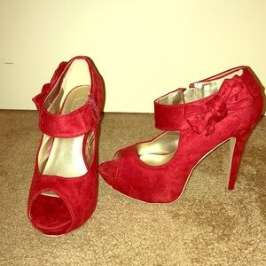 Red velvet heels